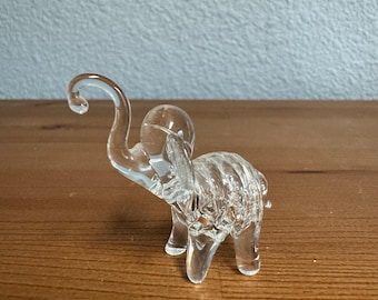 Vintage Clear Glass Figurine Elephant