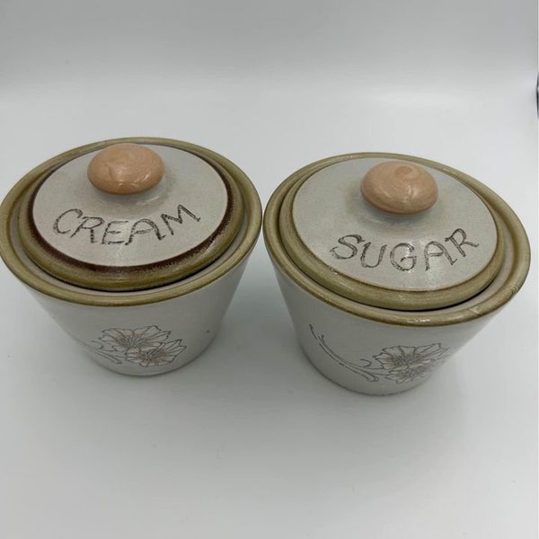 Set of 2 Louisville Stoneware Sugar and Cream Jars Containers