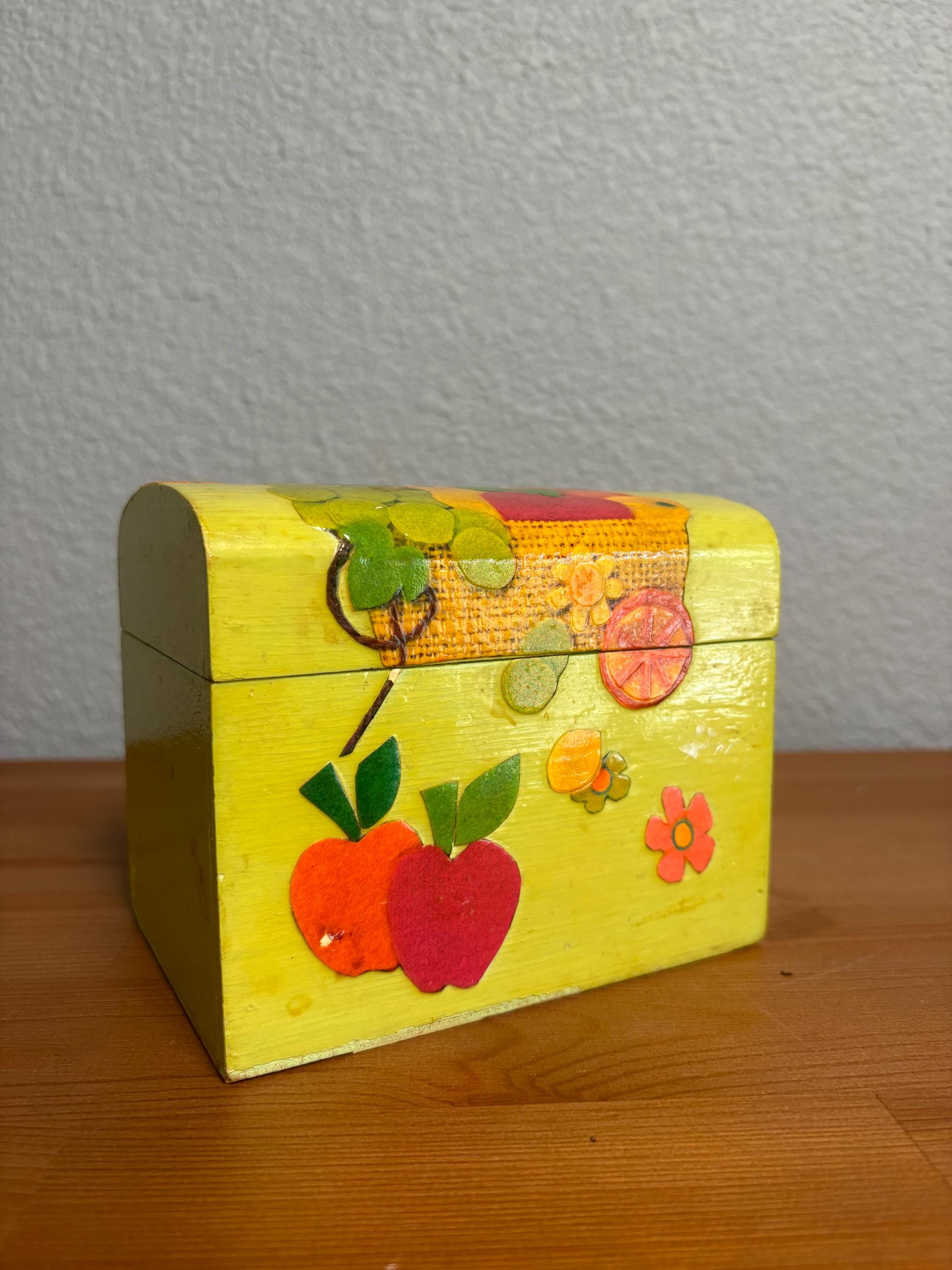 Vintage Wooden Hand Painted Recipe Box - Etsy