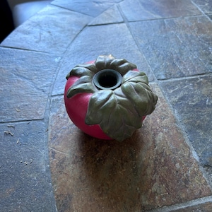 Vintage Tomato Pottery Majolica Candle Holder Hand Made