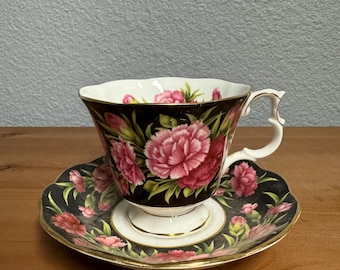 Vintage Royal Albert Bouquet Series Carnation Fine Bone China Tea Cup and Saucer England