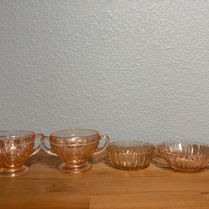 Vintage Pink Depression Glass Set of 4 Pieces