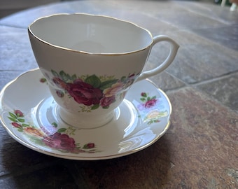 Vintage Tea Cup and Saucer Fine Bone China England Rose