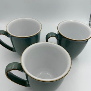 Vintage Green Denby Regency Pattern Coffee Mugs Set of 3 Pottery England