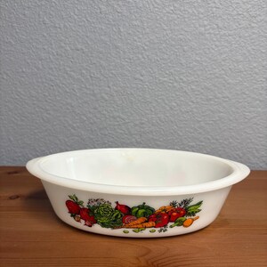Vintage Glasbake Oval Casserole Dish Veggie Motif