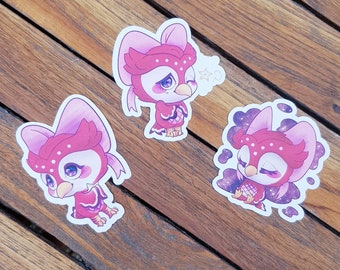Stickers - Celeste, cute adorable, gift, villager, stars, space sky, japanese inspired, video game, to offer, for him her them, paper decals