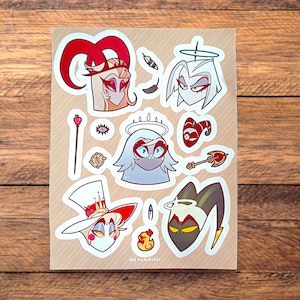 Feuille Autocollants - Hôtel Démon, fiche stickers, lucifer, canard, lilith, adam, lute, anges, emily, enfer paradis, mignon, à offrir