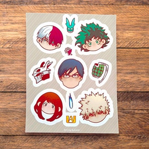 Feuille Autocollants - Anime mignon & inspiré du Japon, fiche stickers, my hero, héros manga, alter ultra, academia, mignon, à offrir