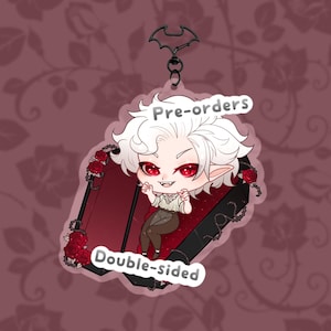 Acrylic Keychain - Vampire Spawn Pale Elf Companion, Astarion gift, gaming accessory, gift for her, romantic coffin charm, fantasy darling