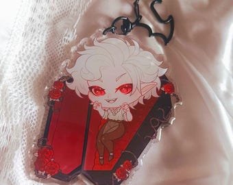 Brelok akrylowy - Vampire Spawn Pale Elf Companion, prezent Astarion, akcesorium do gier, prezent dla niej, romantyczny wisiorek do trumny, ukochana z fantazji