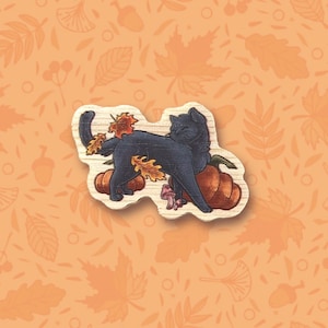 Wooden Pins - Autumn Cat