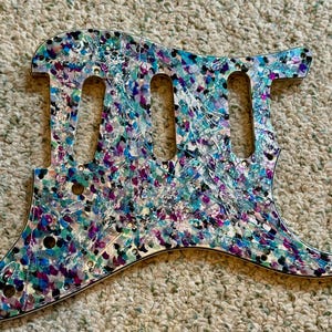 Fender Stratocaster Blues and Metallics One of a Kind Hand Painted Guitar Pickguard 11 Hole