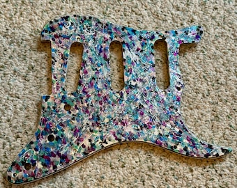 Fender Stratocaster Blues and Metallics One of a Kind Hand Painted Guitar Pickguard 11 Hole Pick Guard For Strat