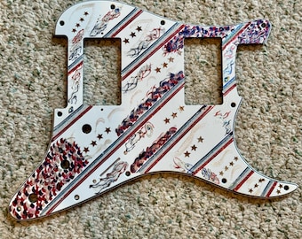 Hand Painted Patriotic Red, White and Blue Custom Pick Guard for Humbucker Strat HH Guitar 11 Hole Bless the USA Stratocaster Pickguard