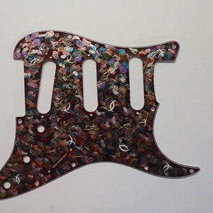Fender Stratocaster One of a Kind handbemaltes Synthesizer-Gitarren-Pickguard 11-Loch Teal & Metallic-Farben #15