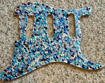 Fender Stratocaster Blues and Metallics One of a Kind Hand Painted Guitar Pickguard 11 Hole Strat