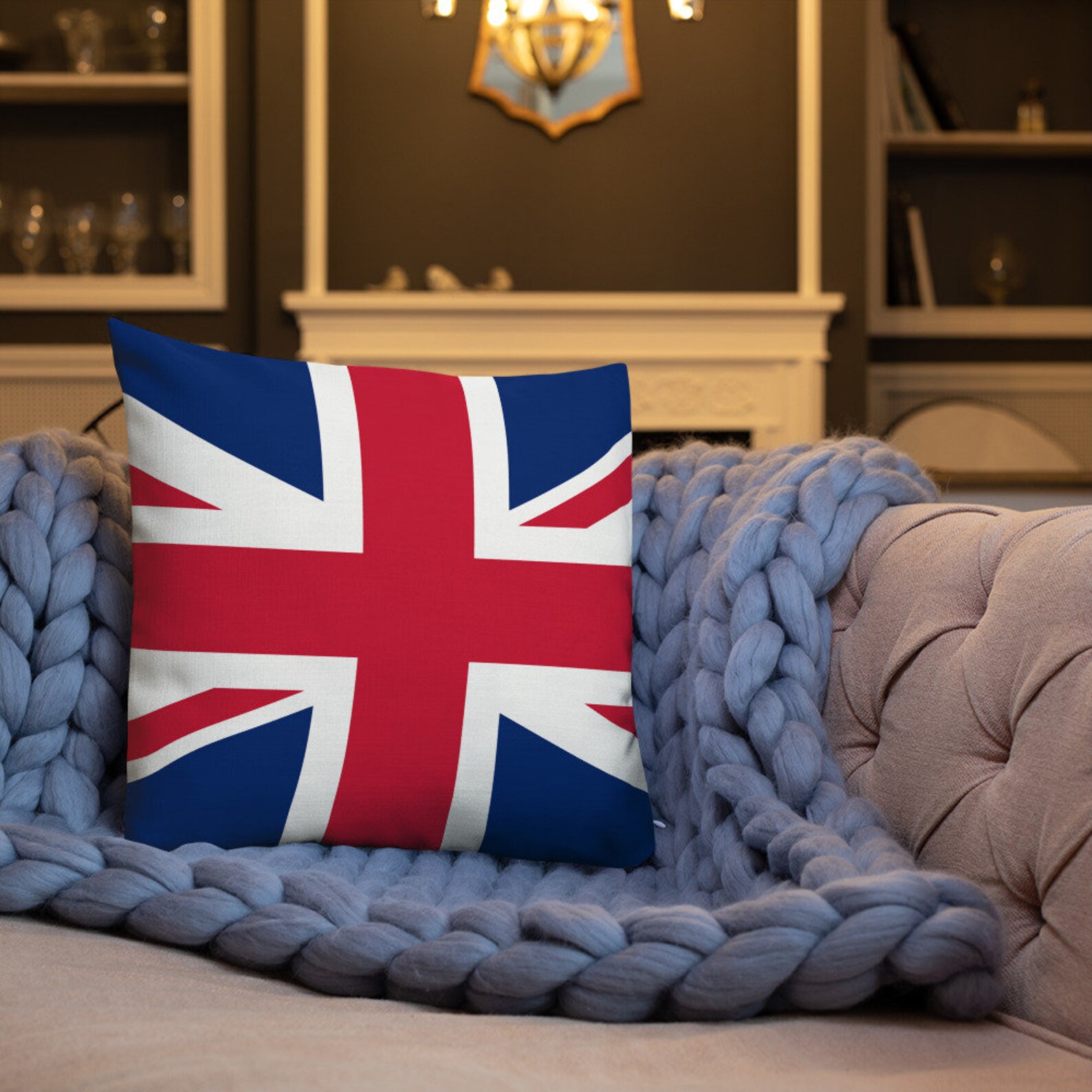 Premium Union Jack Vintage Throw Pillow Flag Interior Etsy