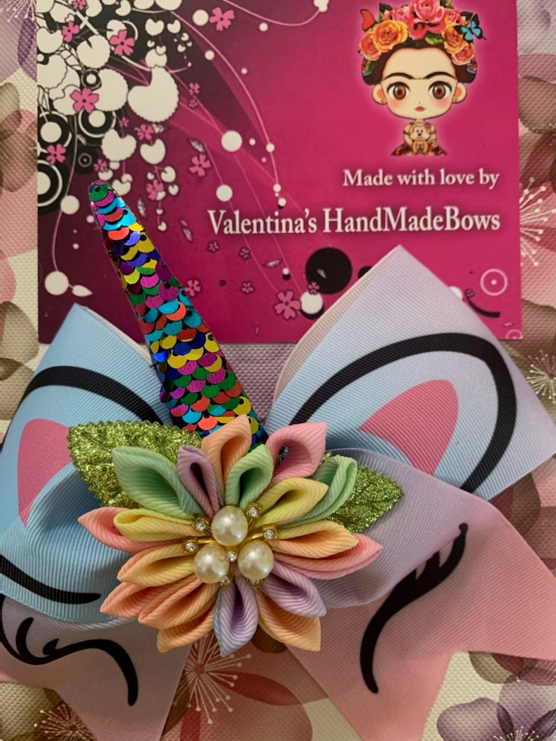Unicorn Flower Cheer Bow