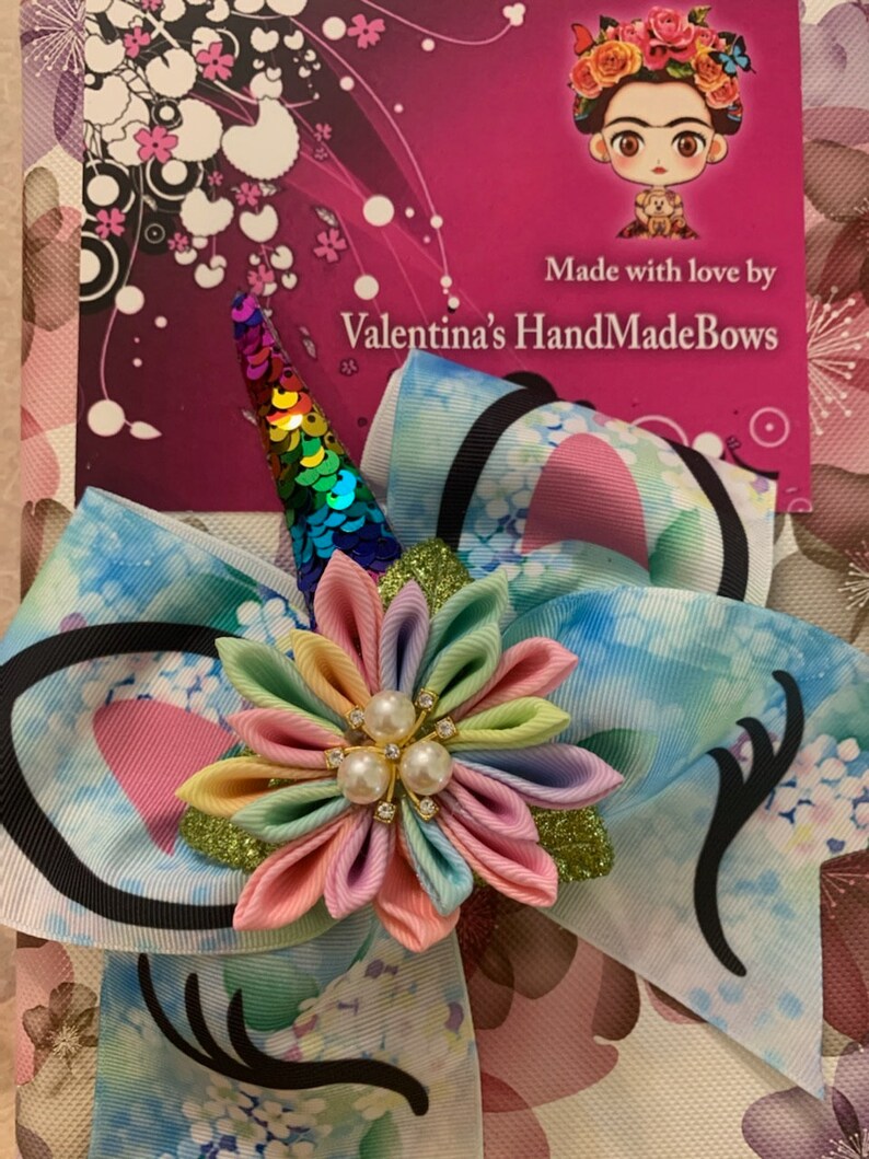Unicorn Flower Cheer Bow