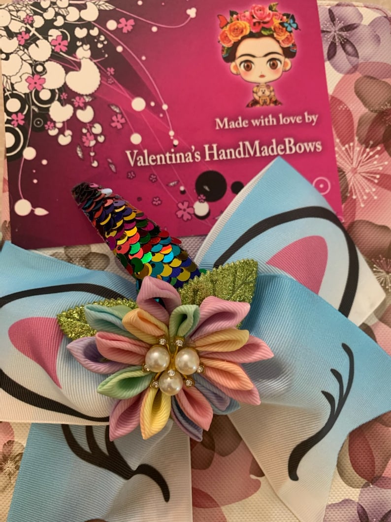 Unicorn Flower Cheer Bow