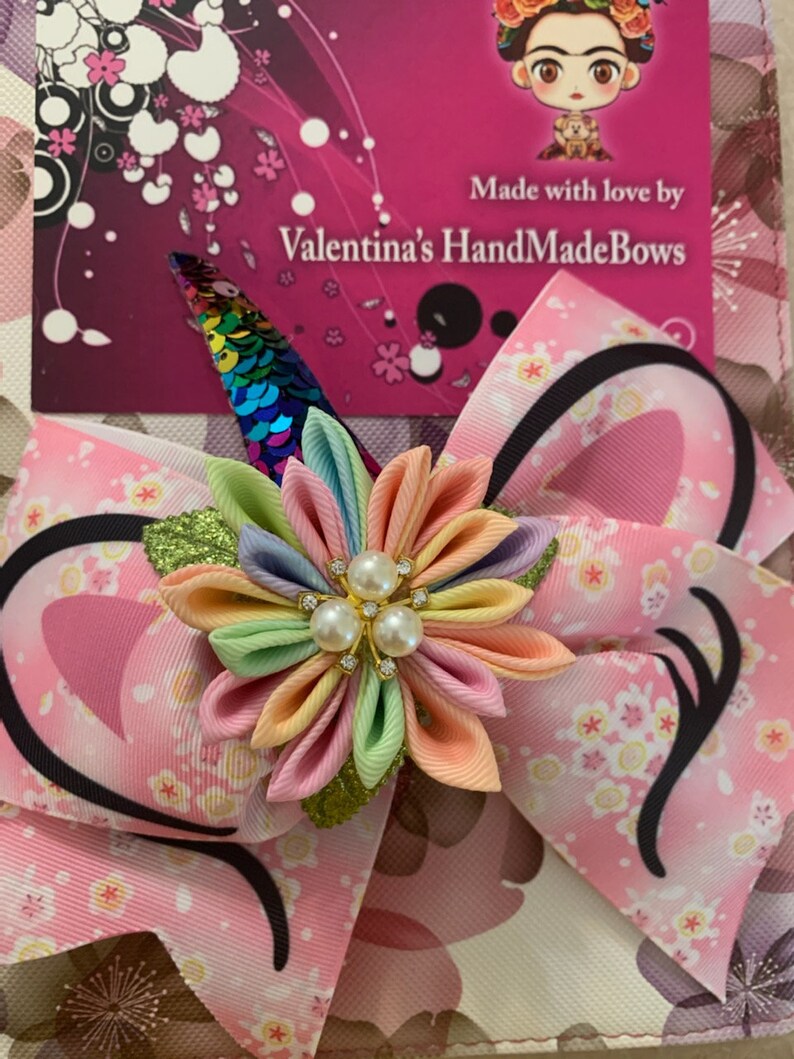 Unicorn Flower Cheer Bow