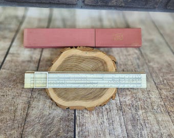 Vintage Soviet Slide Rule with Case, USSR Engineer Ruler, Logarithmic Calculator Ruler, Retro Math Tool