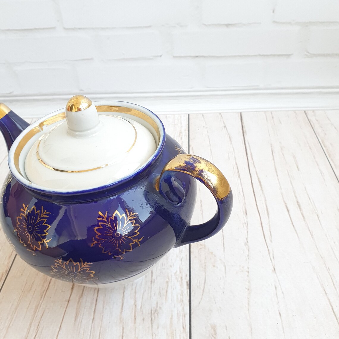 Navy blue Tea set Cobalt teapot blue porcelain Cobalt sugar Etsy