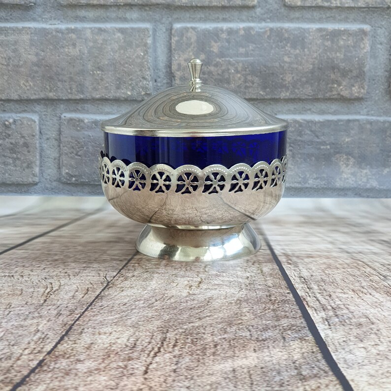 SUGAR BOWL Rare Antique Cobalt Blue Glass Sugar. Serving bowl Etsy