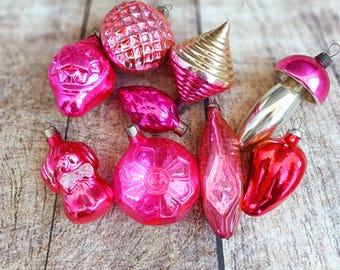 Pink Vintage Glass Christmas Ornament: USSR Retro Decor