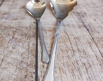 Set of 2 Big Vintage Melchior Serving Spoons, Soviet Flatware, 1970s