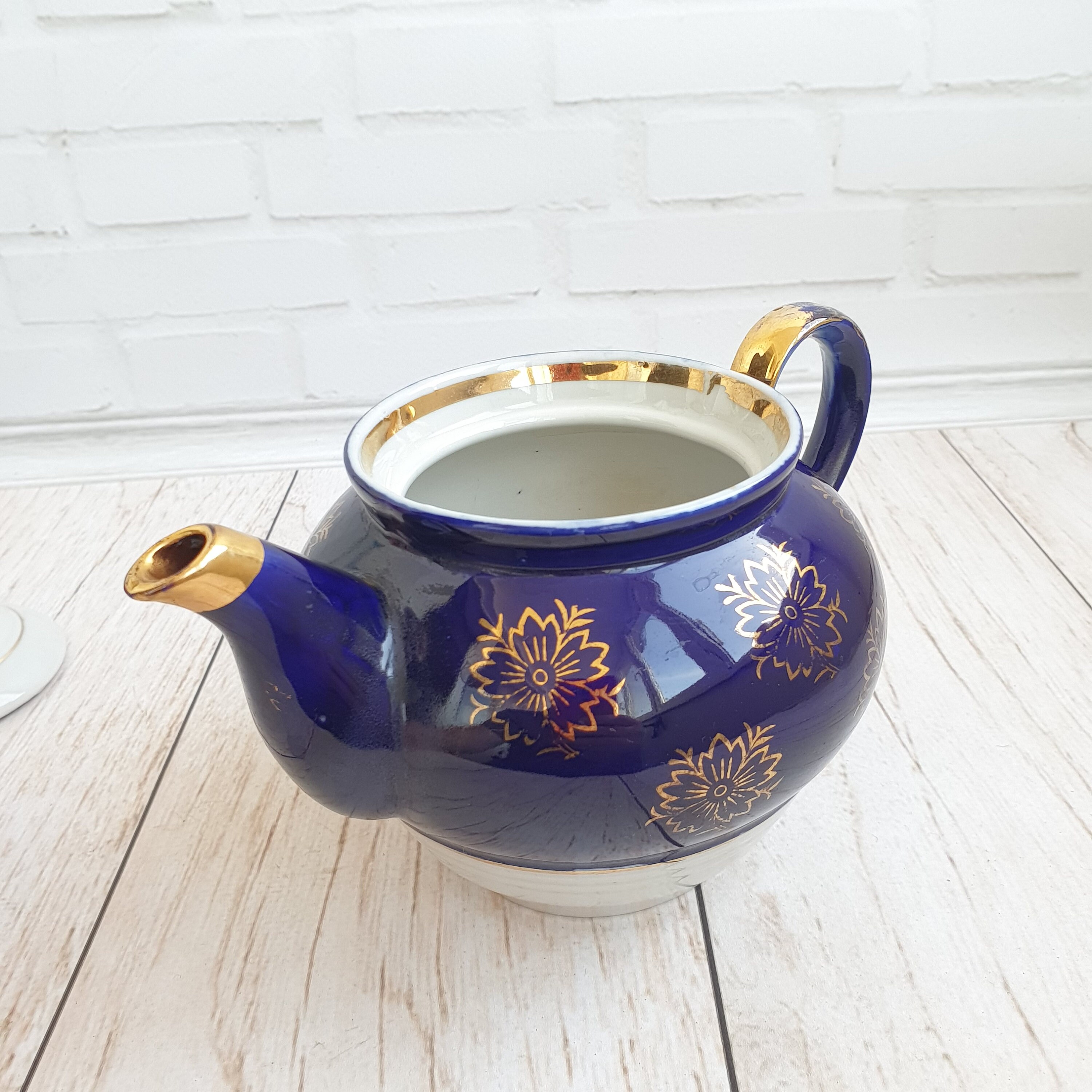 Navy blue Tea set Cobalt teapot blue porcelain Cobalt sugar Etsy