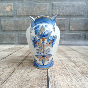 Blue White Oriental Vase, Vintage Porcelain Baluster Vase, Chinese Home Decor, Vintage Blue White Decor
