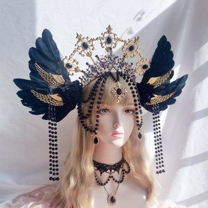 Feather Crown Headband, Lolita Hairband, Halo Crown,sunburst Crown ...