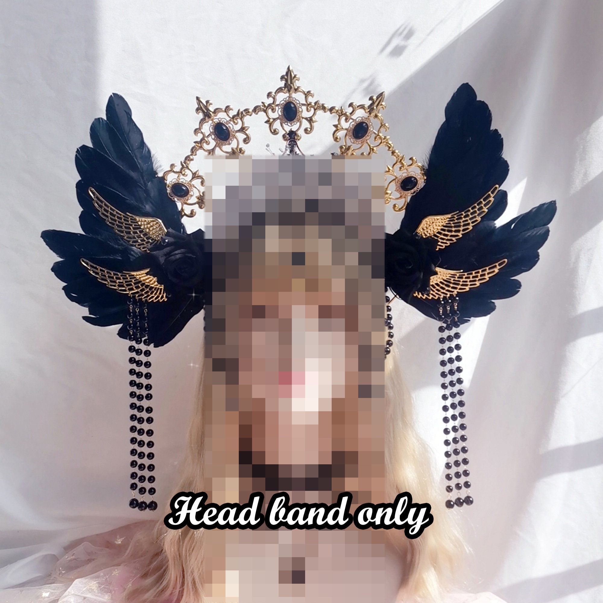 HOMSFOU Halo-Stirnband – Goldener Eisen-Kronenreif – 3-lagiger Heiligenschein – Für Mittelalter-Cosplay & Kostümpartys