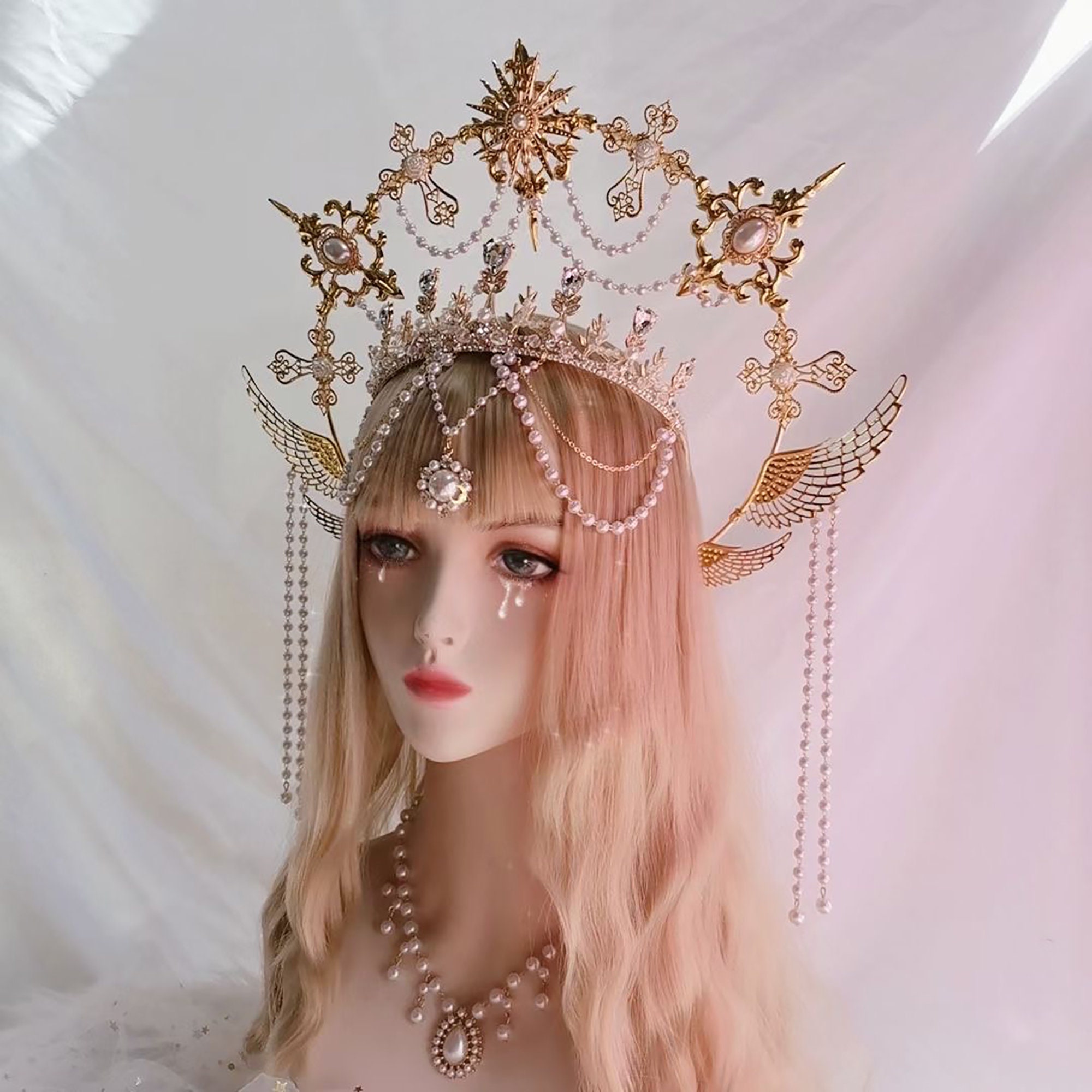 Feather Crown Headband Lolita Hairband Halo Crownsunburst - Etsy