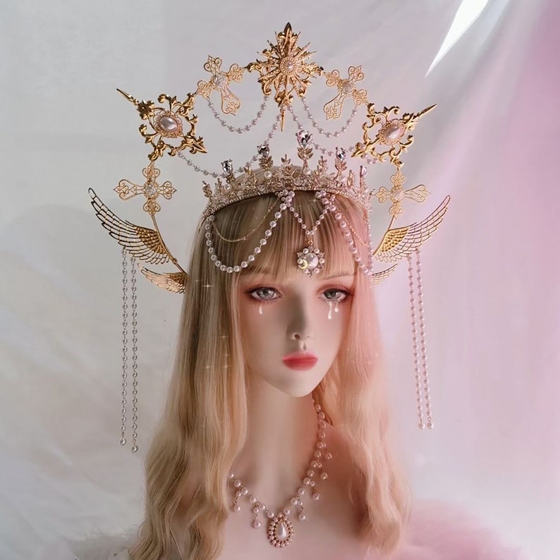 Feather Crown Headband Lolita Hairband Halo Crownsunburst - Etsy