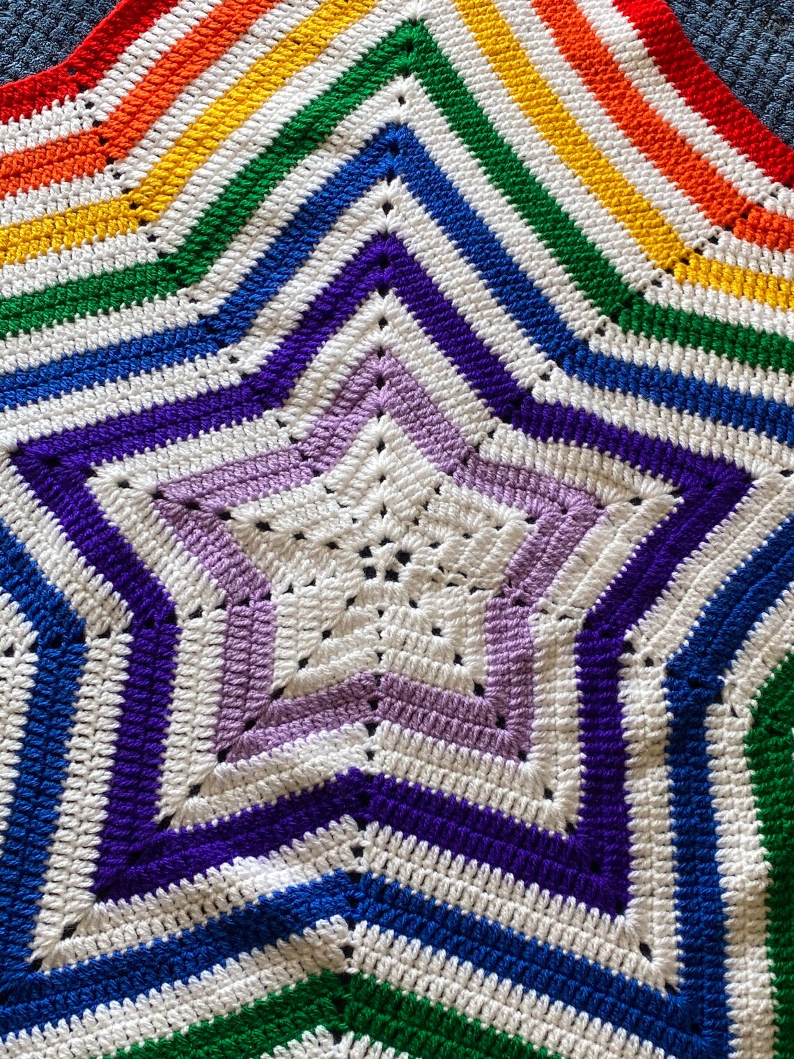 Crochet Rainbow Star Baby Blanket Etsy UK