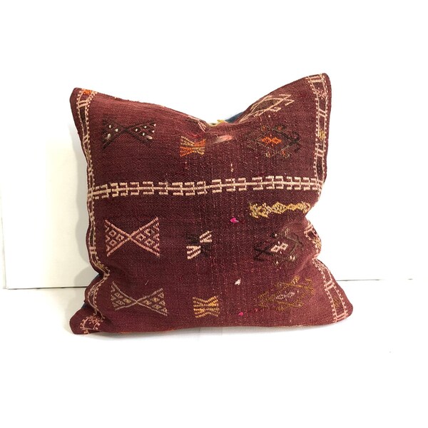 Vintage Turkish Kilim Cushion Cover,  Sofa Cushion,Bohemian Cushion,Pillow,Sofa Cushion, Living room pillow , Bed pillow No:5