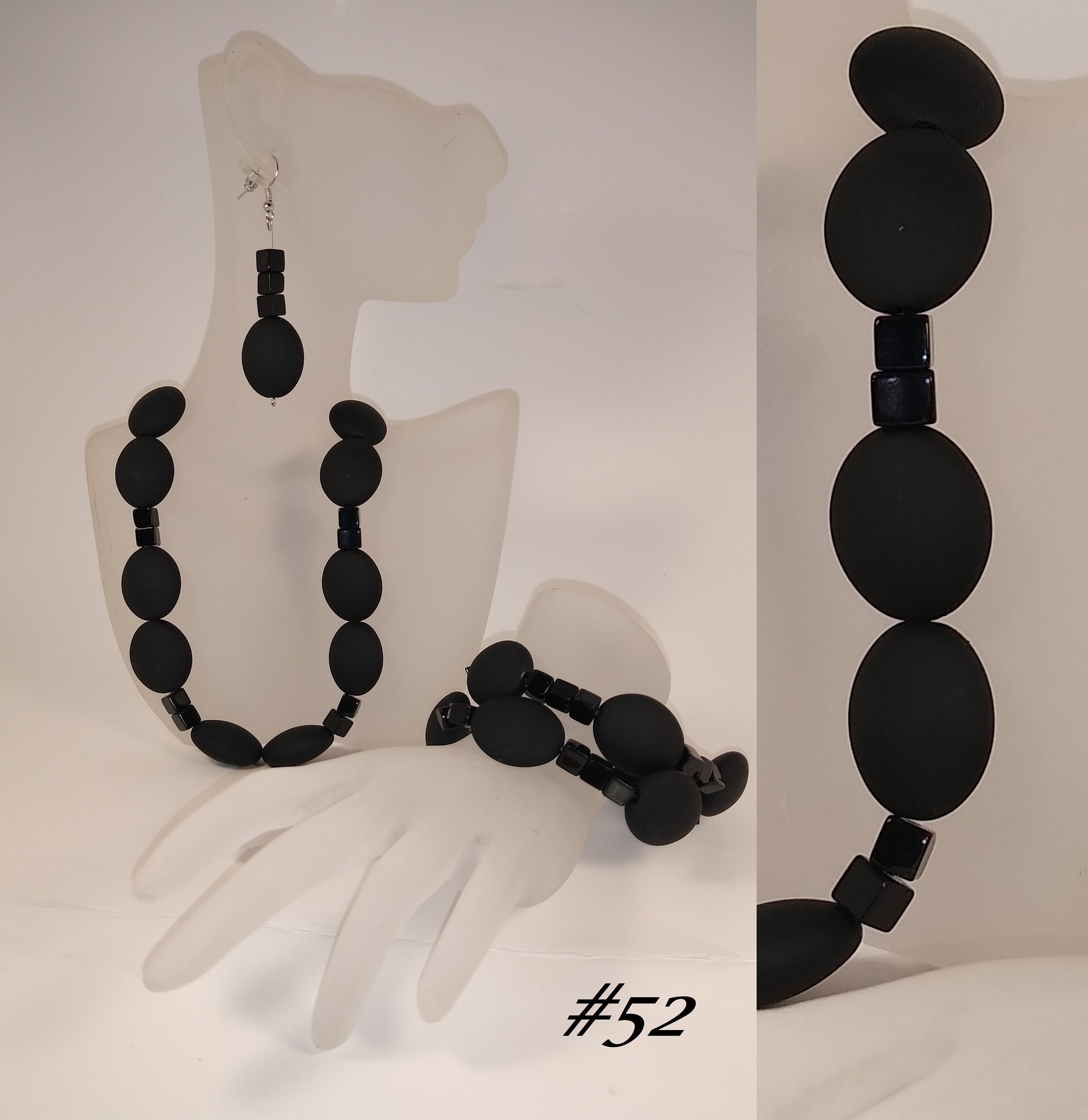 Black Matte Necklace Earrings Bracelets Jewelry Costume Etsy