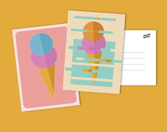 Postcard set IJsco, Ice cream illustration cards, set of cards ice creams YasminPrints