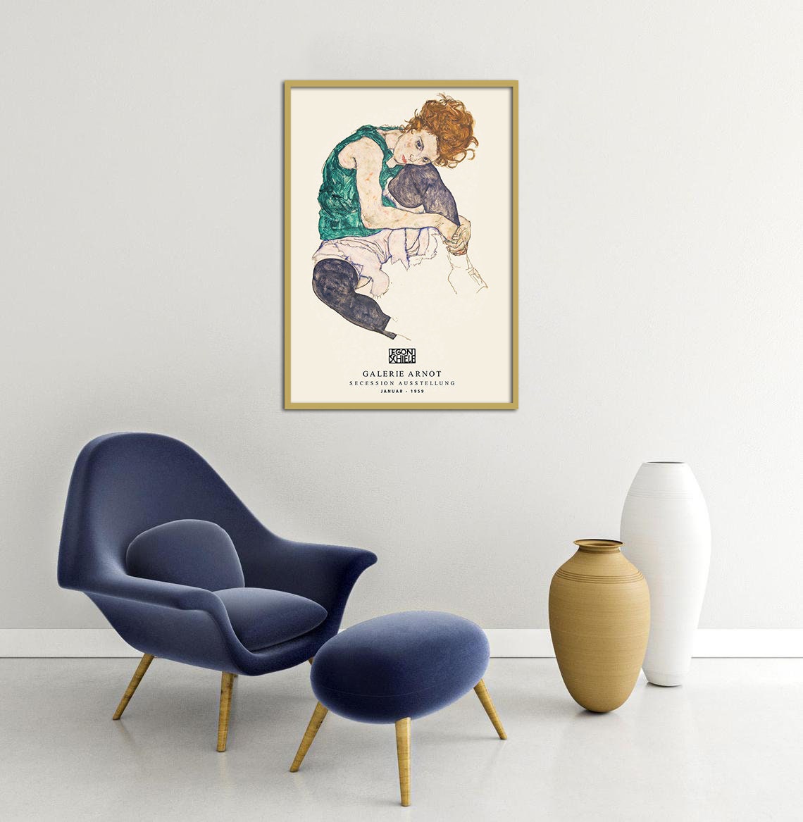 Egon Schiele poster Seated woman with bent knee Egon Schiele | Etsy