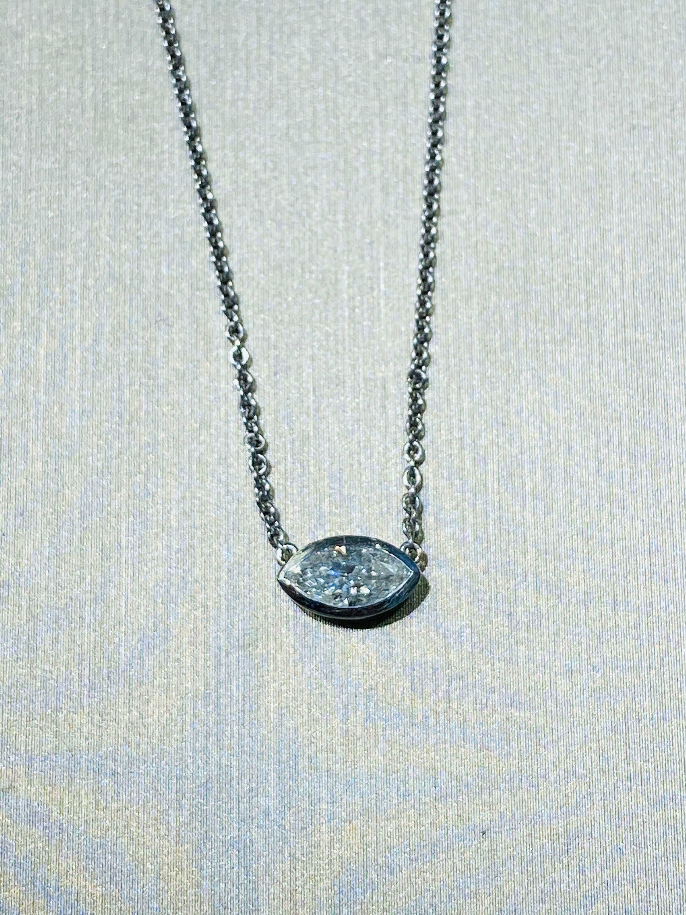 Marquise shaped diamond pendant bezel set necklace set Etsy