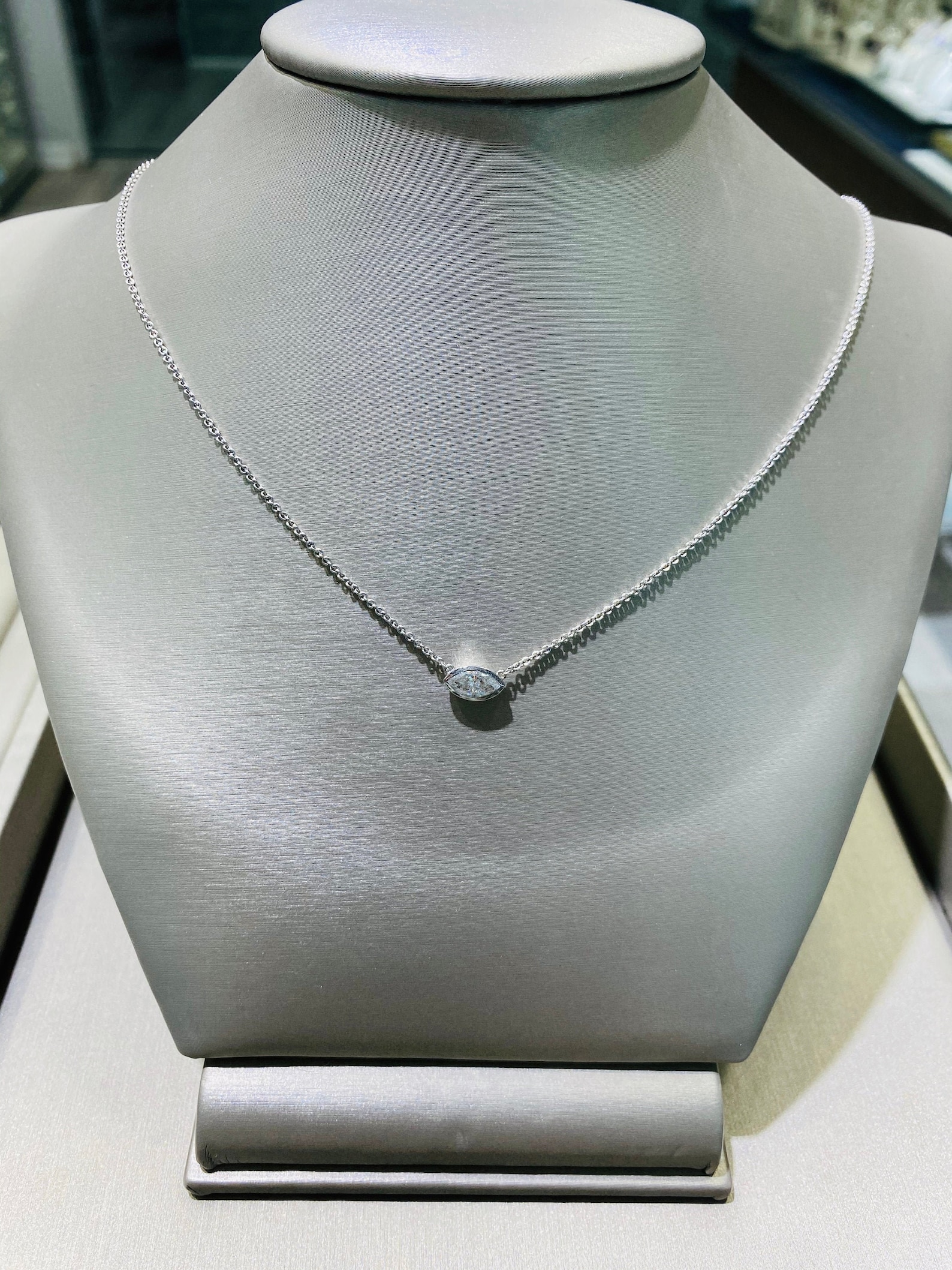 Marquise shaped diamond pendant bezel set necklace set | Etsy