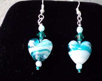 Pendientes de gota de perlas de corazón