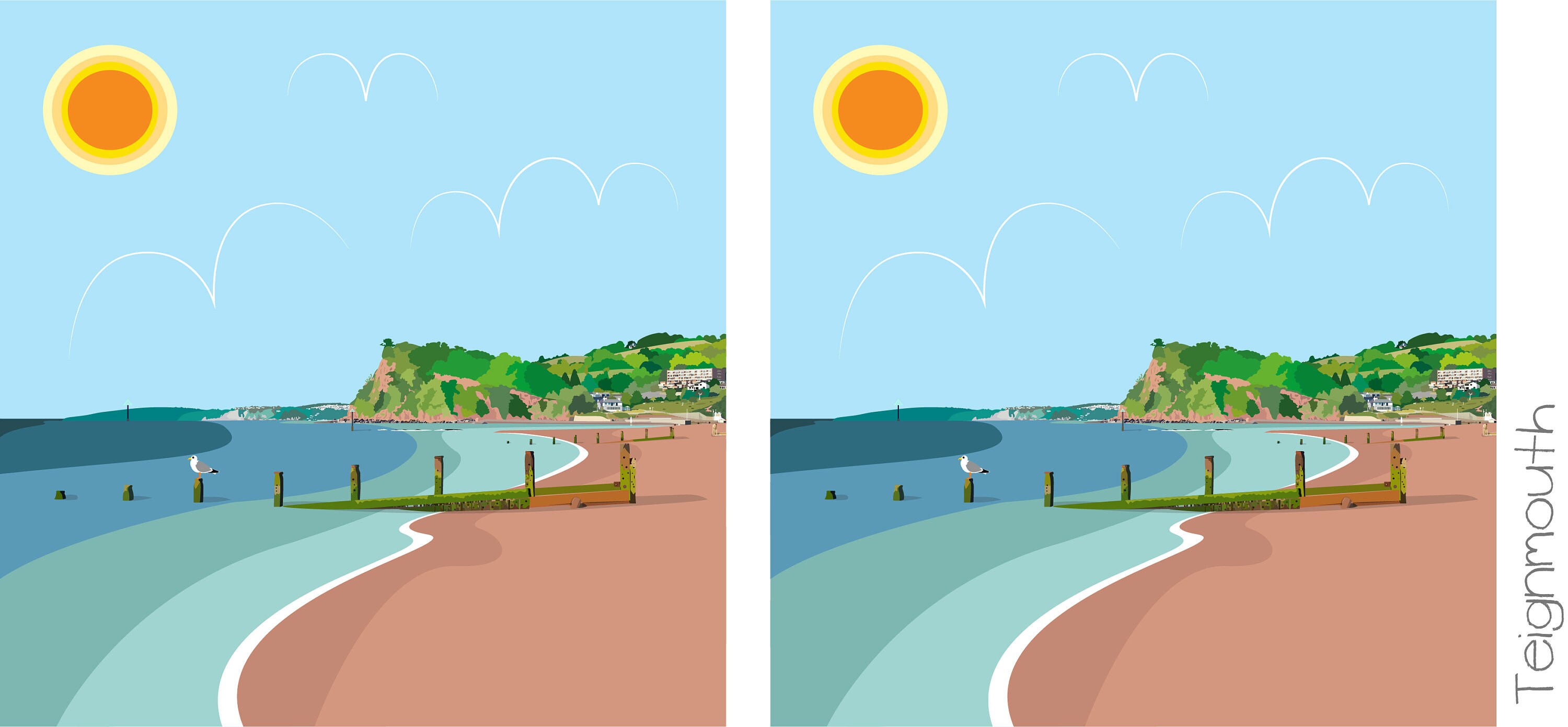 Coastal Art, Teignmouth, Shaldon, English Riviera, Devon, Mug, Coaster,  Gift Set, Gifts, Landmarks - Etsy Canada