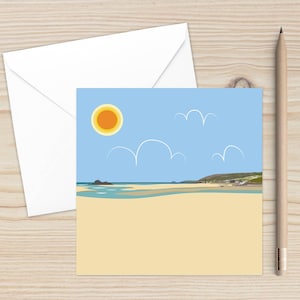Perranporth, Cornwall, Coastal Art, Seaside Design, Blank Card, Holiday Memories, Original Design