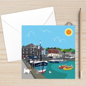 Padstow Harbour Art Card: Cornwall Seaside Scene