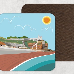 Illustrated Art, Artwork, Coaster, Coastal Print, Sidmouth, Devon, Cornwall, Home Decor