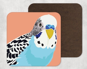 Illustrated Art, Artwork, Coaster, Bird Print, Budgie, Adam Faith, Home Decor, Homewares, Drinks