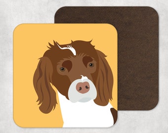 Illustrated Art, Artwork, Coaster, Dog Print, Springer Spaniel, Home Decor, Pet Portrait,